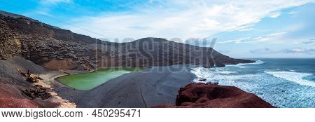 Panoramic View Of Charco Verde Beach In Lanzarote, Canary Islands In Spain