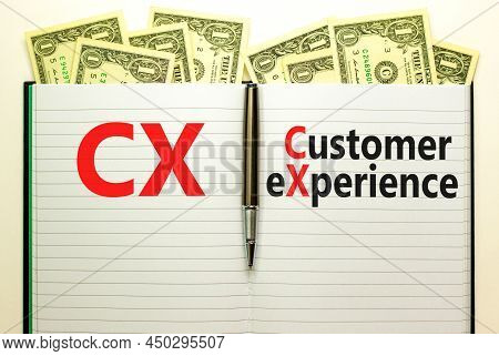 Cx Customer Experience Symbol. Concept Words Cx Customer Experience On White Note. Metallic Pen. Dol