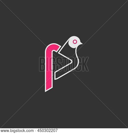Letter Or Word P Font With Pigeon Head Logo Design Abstract Concept Vector Stock. Can Be Used As A S