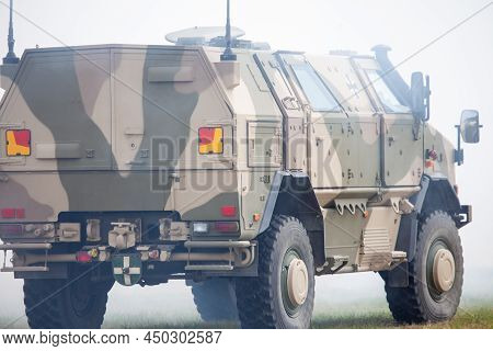 Feldkirchen, Germany - June 9, 2018: German Atf Dingo, From Bundeswehr, Drives On A Road At Day Of T
