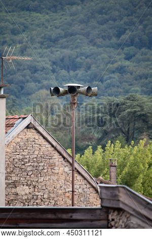 Air Raid Siren Test In Small French Town - Cremieu