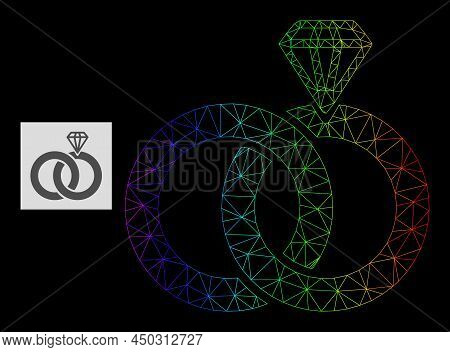 Spectral Gradient Net Jewelry Wedding Rings Icon. Geometric Carcass 2d Net Is Based On Jewelry Weddi