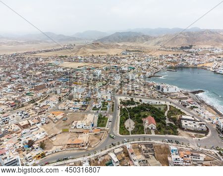 Aerial Drone View Of The District Of San Bartolo Located South Of Lima - Peru.