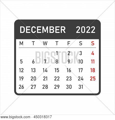 December 2022 Calendar Icon. December 2022. Glider For December. Time Planning