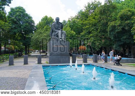 Bratislava, Slovakia - July 27, 2020: Statue Of Pavol Országh Hviezdoslav, A Slovak Poet, Dramatist,