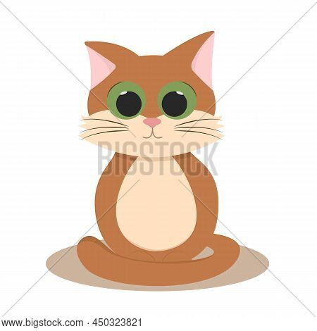 Cute Red Cat. Vector Animal. Pet Character