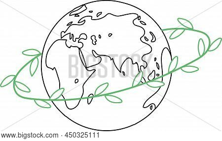World Peace Illustration Planet Earth Green Leaves