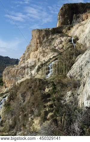 Ancient Hot Thermal Springs And Pool In Nature Park Dei Mulini, Bagno Vignoni, Tuscany, Italy