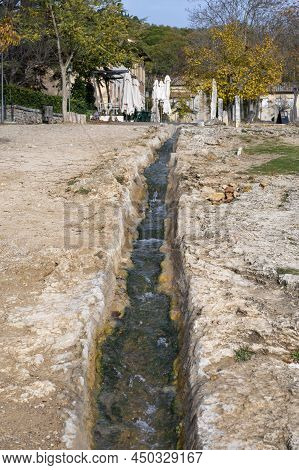 Ancient Hot Thermal Springs And Pool In Nature Park Dei Mulini, Bagno Vignoni, Tuscany, Italy