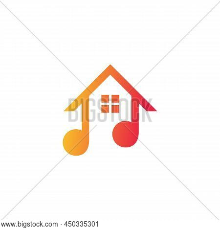 Home Music Logo Icon Flat Vector Design Concept Graphic