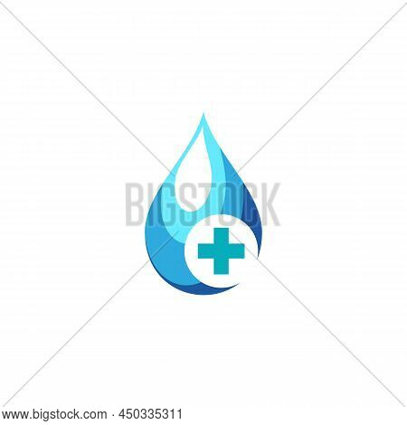 Water Health Logo Icon Flat Vector Design Concept Graphic