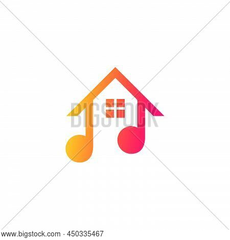 Home Music Logo Icon Flat Vector Design Concept Graphic