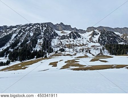 Snow-capped Alpine Peak Gulmen (or Gulme, 1998 M) In Alpstein Mountain Range And In Appenzell Alps M