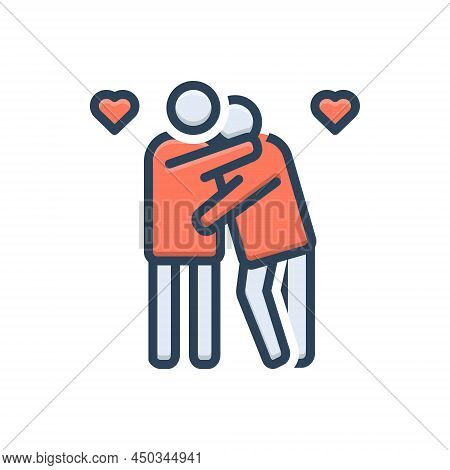 Color Illustration Icon For Affair Relationship Liaison Connection Rapport Couple Love