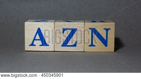 January 19, 2022. New York, Usa. Exchange Ticker Symbol Of Astrazeneca Plc Azn Made Of Wooden Cubes 