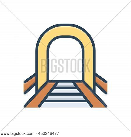 Color Illustration Icon For Underground Subterranean Road Transport Tunnel Below-ground Subway