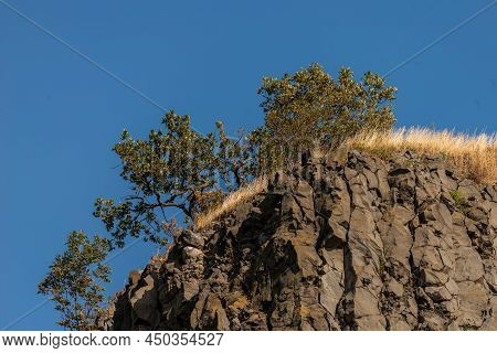 View On The Famous 'hegyestu' (hun. Hegyestű) At The Kali Basin Of The Balaton Highlands. One Of Hun