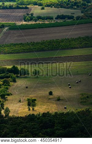 Monoszlo Country Side Aerial View. Hungarian Summer Rural Landscape.