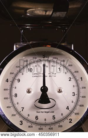 Closeup View On Domestic Steelyard, Maximum Weight Of 5 Kg.