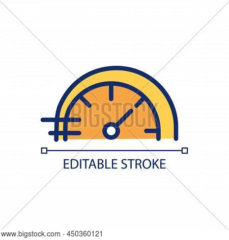Speedometer Pixel Perfect Rgb Color Icon. Miles Per Hour. Speed Control Of Vehicle. Acceleration Ind