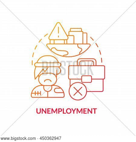 Unemployment Red Gradient Concept Icon. Homelessness Cause Abstract Idea Thin Line Illustration. Emp
