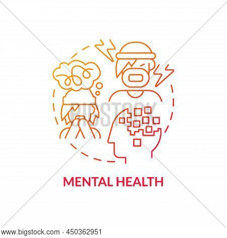 Mental Health Red Gradient Concept Icon. Medical Complications Abstract Idea Thin Line Illustration.