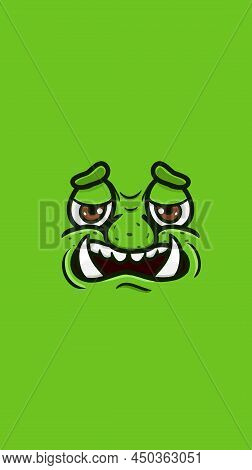 Cute Cartoon Troll Face With Relax Expression. Clip Art Vector. For Background, Backdrop And Walpape