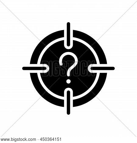Central Question Black Glyph Icon. Main Problem Solution Searching. Focus On Target. Informational S