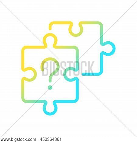 Unsolved Puzzle Gradient Linear Vector Icon. Jigsaw Pieces And Question Mark. Difficult Task Solving