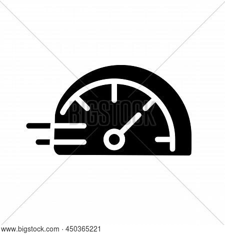 Speedometer Black Glyph Icon. Miles Per Hour. Speed Control Of Vehicle. Acceleration Indicator. Dyna