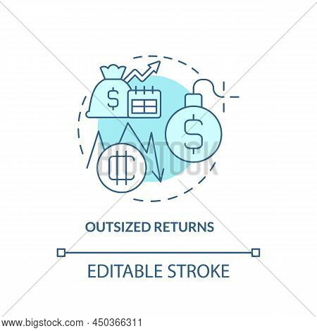 Outsized Returns Turquoise Concept Icon. Cryptocurrency Biggest Advantage Abstract Idea Thin Line Il