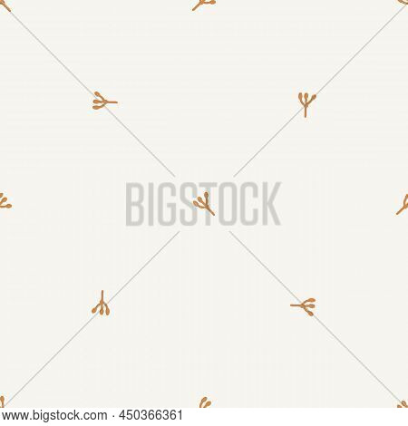 Gender Neutral Sprigged Foliage Seamless Vector Background. Simple Whimsical Botanical 2 Tone Patter
