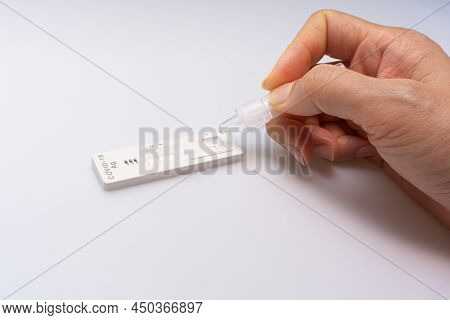 Self-diagnosis kit test on a white background