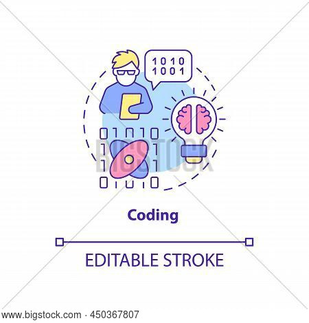 Coding Concept Icon. Computer Programming Language. Major Digital Skills Abstract Idea Thin Line Ill