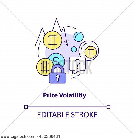 Price Volatility Concept Icon. Crypto-currency Downside Abstract Idea Thin Line Illustration. High R
