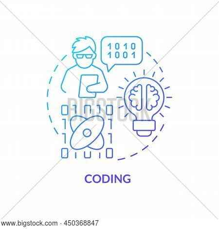 Coding Blue Gradient Concept Icon. Computer Programming Language. Computer Tasks. Major Digital Skil