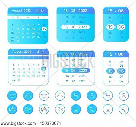 Online Medicine Calendar Ui Elements Kit. Telehealth. Isolated Vector Components. Flat Navigation Me