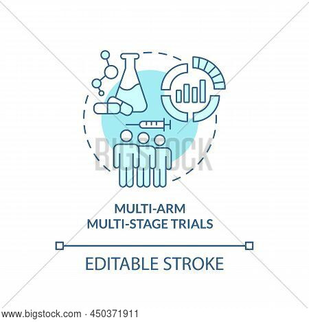 Multi-arm Multi-stage Trials Turquoise Concept Icon. Clinical Studies Type Abstract Idea Thin Line I