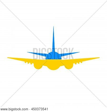 Airplane Icon. Ukrainian Plane. Vector Isolated Illustration Isolated On White.