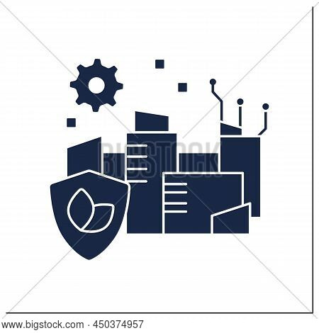 Future Glyph Icon. Modernized Buildings For Happy Living. Protect The Environment. Global Change. Di
