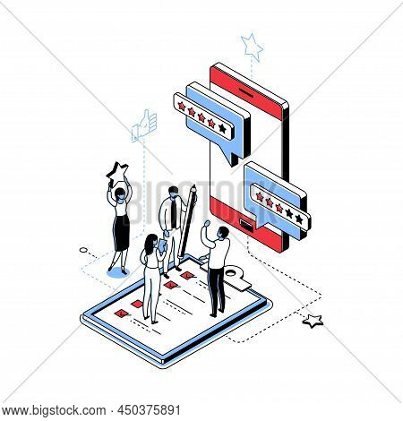 Company Ratings - Modern Line Isometry Design Style Illustration