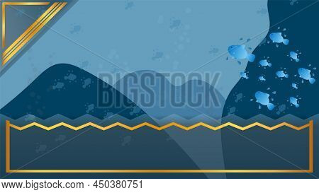 Under The Seabackground With Gold Strip Color And Deep Ocean Environment