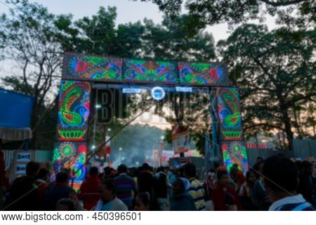 Blurred Image Of Kolkata, West Bengal, India. The Gateway Of Gangasagar Transit Camp At Babughat, Ko