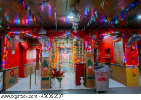 Blurred Image Of Jaisalmer, Rajasthan, India. Inside View Of Tanot Mata Mandir At India Pakistan Bor