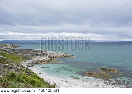 View Of The Barents Sea From The Cliffs, Bugoynes (pykeija), Varangerfjord, Norway