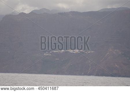 Coastline And Town Of Agulo. La Gomera. Canary Islands. Spain.