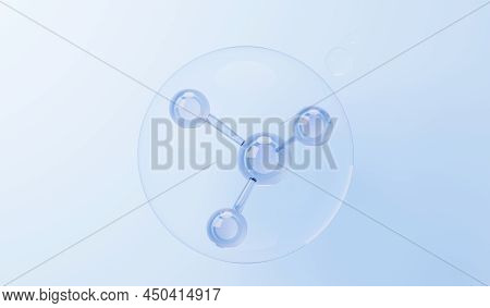 3d Render Of Simple Chemical Bond In Side Cell Or Molecules. The Associated Of Atoms, Ions, Bond And