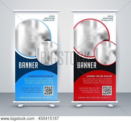 Vertical Roll Up Banner Standee Template Design