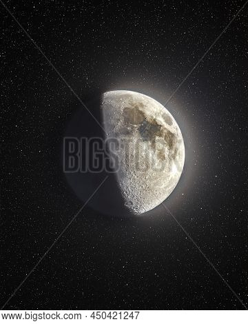 Hdr Moon Image With Stairs In Background