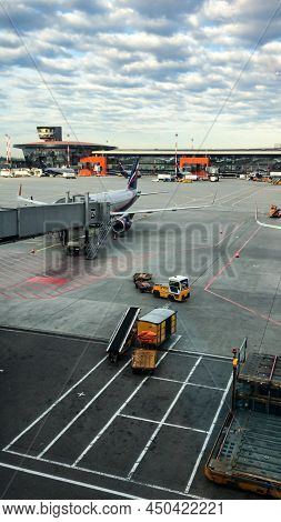 Moscow, Russia - May 2, 2021: Sheremetyevo Airport Svo Terminal B, View From The Window